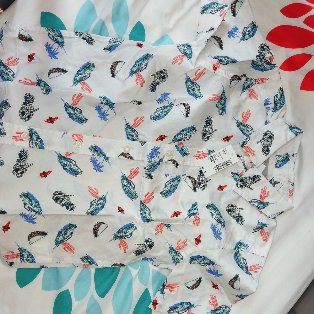 Children's Place BOY button down skulls cactus 7/8